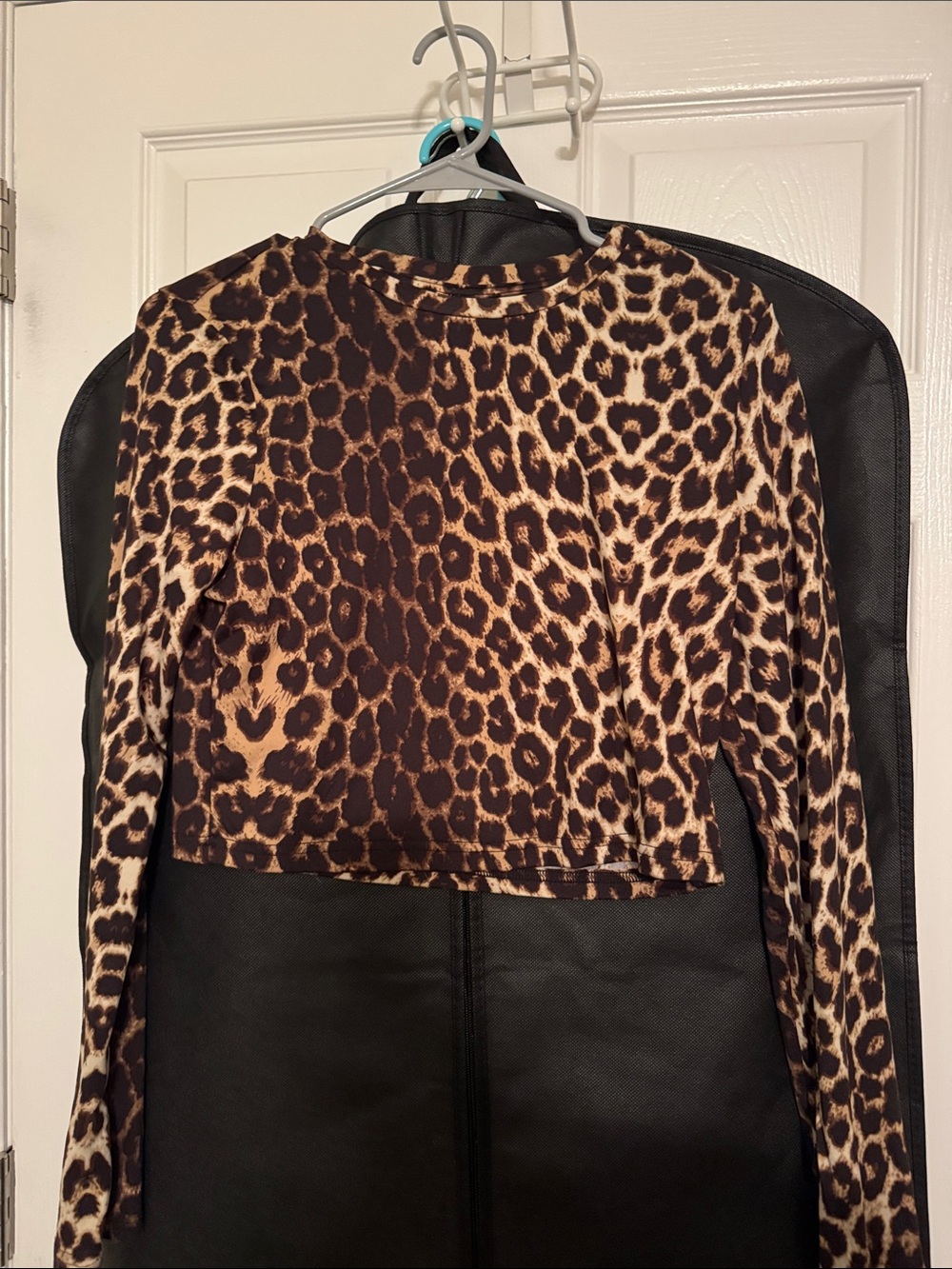 Leopard Print Crop Shirt - Brown Animal Print